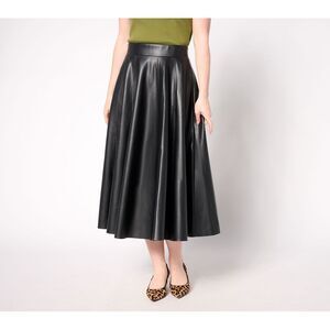 Carla Rockmore Collection Women's Petite Skirt PS Faux Leather Black A670439